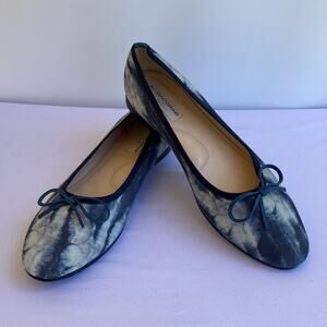 Ali Macgraw for Butter denim blue print ballerina flats sz 7.5 B